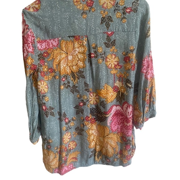 Soft Surroundings Boho‎ Floral Embellished Collar Tunic Size XS EUC Oversized - Picture 5 of 7